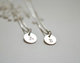 Letter B Initial Necklace Stamped Silver Wedding Jewelry