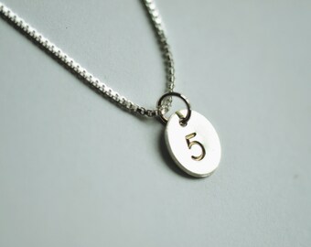 Number five Necklace Fifth Birthday Anniversary gift Sunshine On Water