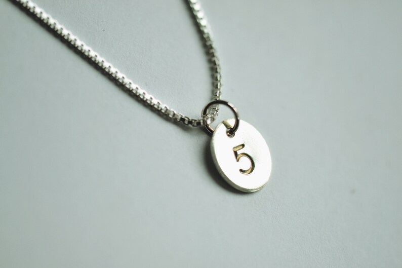 Number five Necklace Fifth Birthday Anniversary gift Sunshine On Water image 1