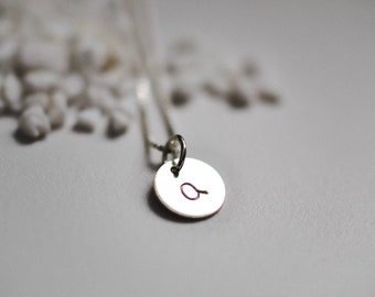 Silver Letter Q Necklace Stamped Disc Mothers Necklace