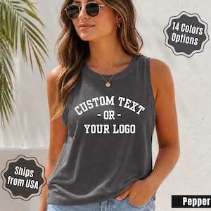 Custom Comfort Colors Tank Top, Personalized Logo Tank, Custom Text Tank Top, Bachelorette Tank, Bride Gift, Bulk Party Tanks