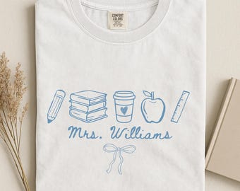 Comfort Colors® Custom Name Teacher Shirt, Coquette Personalized Teacher Gift For New Teacher Appreciation Day