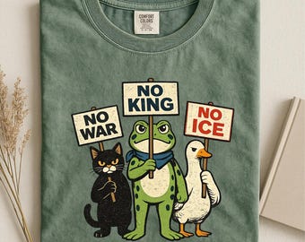 No King No War No ICE Comfort Colors T-Shirt, Anti-Trump Shirt, Political Shirts, Anti Maga Tee, Anti Fascism Top, Democracy Shirt