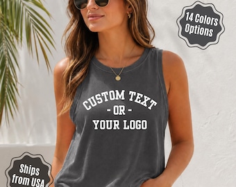 Custom Comfort Colors Tank Top, Personalized Logo Tank, Custom Text Tank Top, Bachelorette Tank, Bride Gift, Bulk Party Tanks