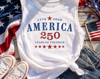 America 250 Women’s Tank Top, 250 Years of Freedom Patriotic Tank, 1776 2026 USA Anniversary Shirt, Fourth of July Beach Party Tank Top