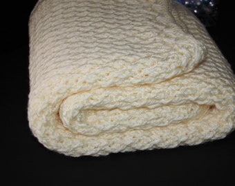 Crochet Antique White Baby Blanket