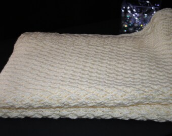 Crochet Antique White Baby Blanket