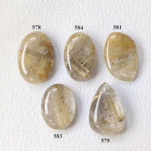 Golden Rutile Quartz Cabochon: Natural Gemstone for Jewelry Making