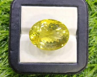 Rare Lemon Quartz Faceted Gemstone, 43.25 Carat Yellow Quartz For Jewelry Supply