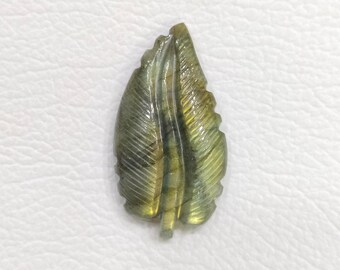 Carved Leaf Labradorite Gemstone - Multi-Fire Loose Stone