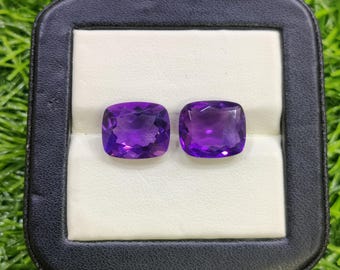 Natural Amethyst Pair Gemstone, 12x10 mm Cushion Cut Amethyst, Making For Earrings