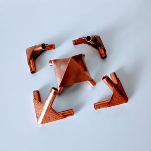 Set of copper connectors for the pyramid of healing and meditation. For pipes with an outer diameter of 3/8 inch