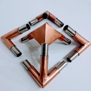 Set of copper connectors for the pyramid of healing and meditation. For pipes with an outer diameter of 7/8 inch
