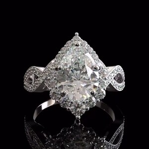 3 CT Pear Cut Certified Moissanite Diamond Ring Infinity Shape Ring 10K 14K 18K Solid White Yellow and Rose Gold Ring, Anniversary Gift Ring