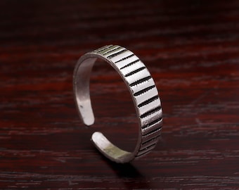Minimalist 925 Sterling Silver Open Ring : Adjustable Band, Handmade Statement Jewelry