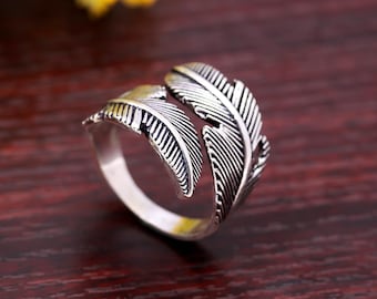 Sterling Silver Leaf Ring: Adjustable Olive Branch Boho Everyday Use Jewelry