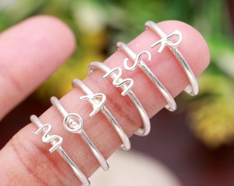 Personalized Sterling Silver Stacking Ring: Initial Ring