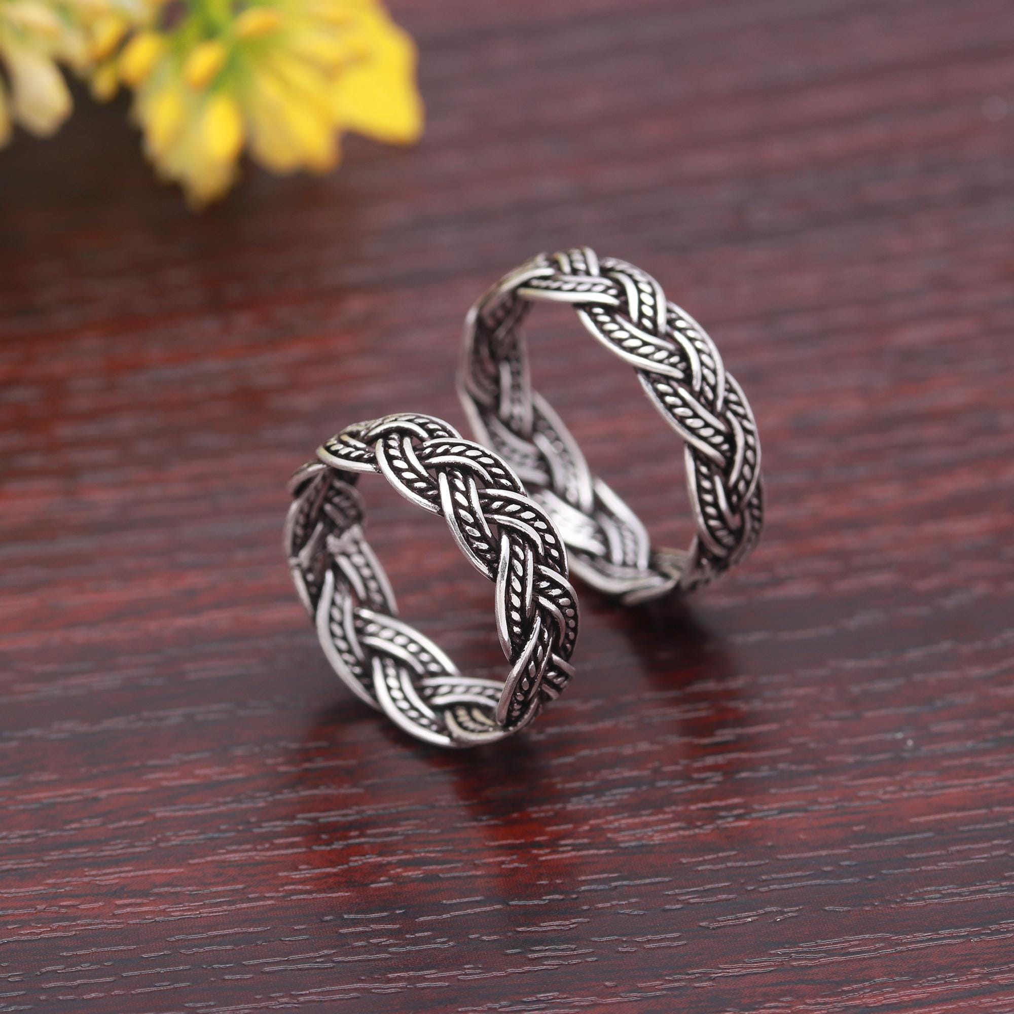 Bague Homme Argent Sterling 925 Tressée Celtique - Faite Main En Inde - Taille Unique