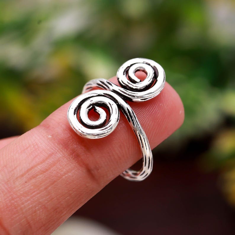 Bague Spirale En Argent Massif Sterling Taille 52 - Occasion - Superbe Bijou Ethnique Ou Bohème - Design Original