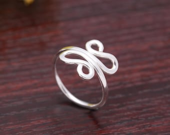 Anillo espiral de plata de ley: diseño bohemio minimalista en espiral