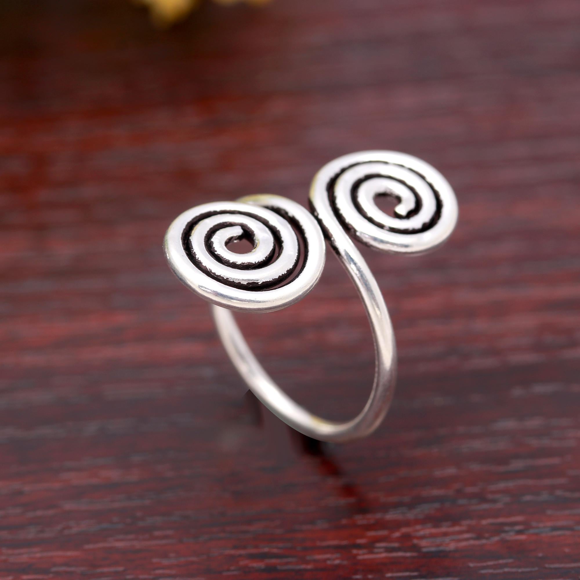 Bague Argent Tourbillon Spirale - Design Universel Roue De Vie - Argent 925 - Taille 56