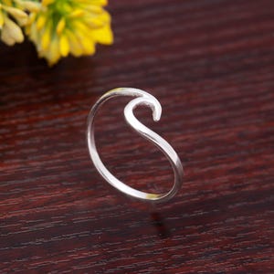 Sterling Silver Wave Ring: Minimalist Ocean Jewelry