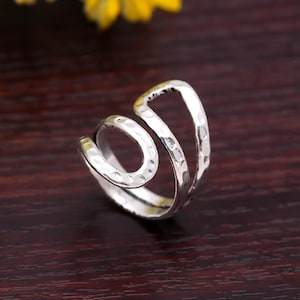 Hammered Sterling Silver Spiral Ring: Adjustable Statement Jewelry