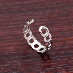 925 Sterling Silver Open Band Ring: Minimalist Chain Design