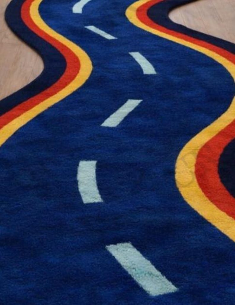Kids Road Rug, Wavy Road Play Rug, Car Track Rug, Kids Room Decor Rug ...