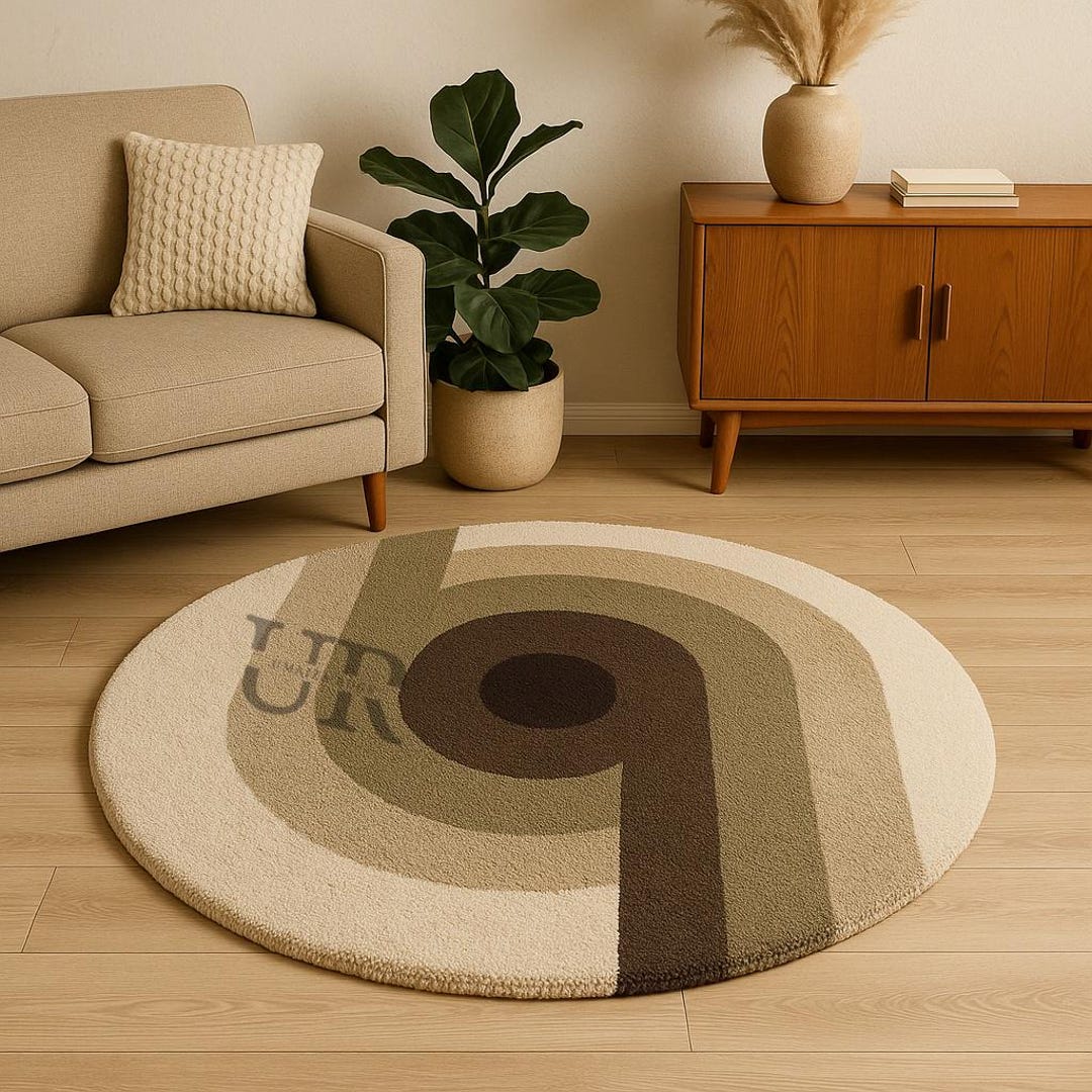 Arc Rug Retro Arc Rug – Mid-century Modern Geometric Area Rug in Beige, Brown ...
