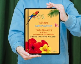 Planificador imprimible para el cuidado de loros / Registro de salud, entrenamiento y gastos de las aves (PDF)