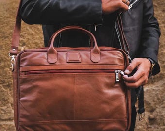 Executive Laptop Bag | Tan Leather Bag | Business Travel Bag