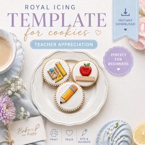 Teacher Cookie Template, Royal Icing Transfer Sheet, Printable Cookie Design, Teacher Appreciation Gift, Instant Download