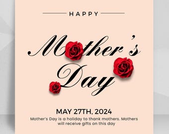 Happy Mother’s Day Post | Editable Social Media Graphic | JPG Download | Instagram Template