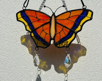Monarch butterfly suncatcher, stained glass window hangings, unique Mother's Day gift, gift for mom, handmade home decor, modern wall art