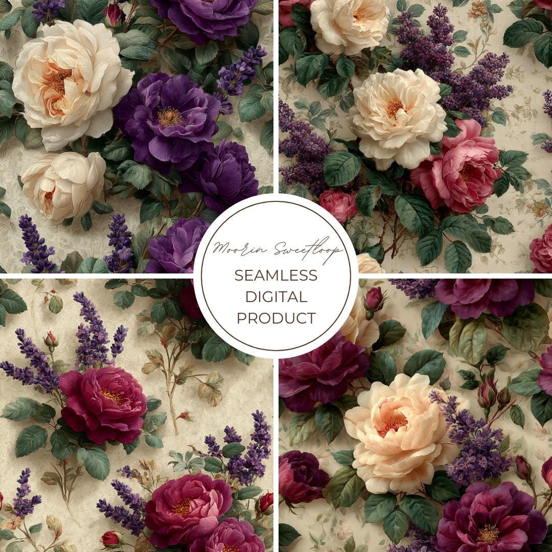 Floral Seamless Pattern Bundle | Vintage Flower Digital Paper ...