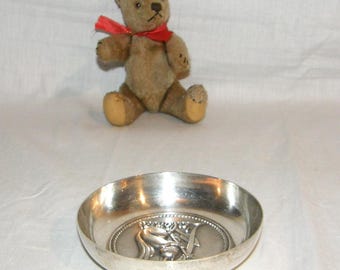 Nice small silver-plated vintage bowl, FIA Lyon, with advertising relief *Lálerte*, double hallmarked, France