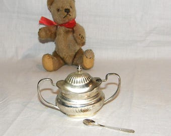 nice little vintage salière with spoon, silver-plated, around 1950/60