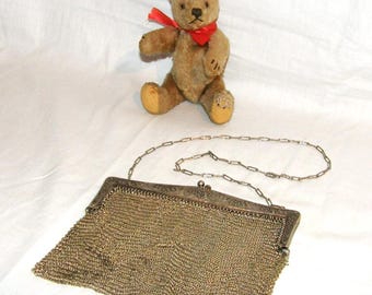 elegant antique evening bag with Art Nouveau ornaments, chain link, silver-plated, France, around 1900/10