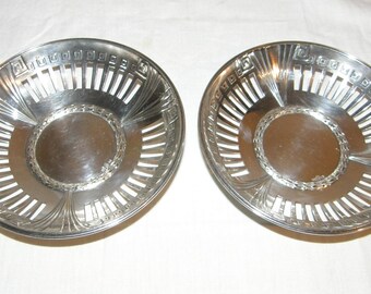 2 x antique bowls, silver-plated, WMF ostrich mark, around 1900/10, with beautiful Art Nouveau ornamentation, with openwork rim