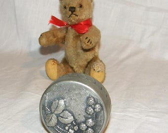 Small antique tin lidded box signed *F. CORTESE*, with floral relief work, circa 1930