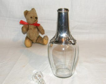 finely mounted glass carafe Galia-Christofle, around 1900, Art Nouveau ornaments, silver-plated, France, hallmarked with O. Galia