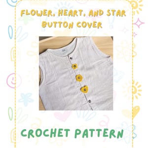Motif de cache-boutons au crochet – Fleur, cœur et étoile | PDF + tutoriel vidéo