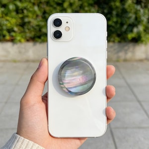 Iridescent Mother of Pearl Phone Grip Magnetic Stand, Nacre Shell Art Holder, Minimalist Luxury Pearlescent Stands