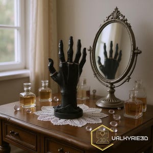 Gothic Hand Jewelry Holder – 3D Printed Ring Stand | Creepy Cool Halloween Decor | Unique Vanity Display for Rings & Bracelets