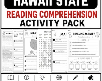 Hawaii State Reading Comprehension Passages and Activities | Hawaii Social Studies Literacy Pack