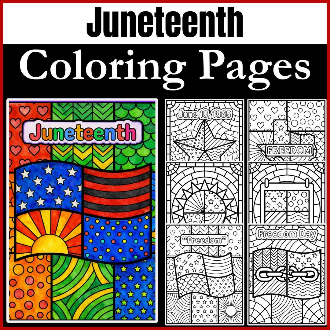 Juneteenth Coloring Pages | Freedom Day Doodle Pattern Coloring Sheets ...