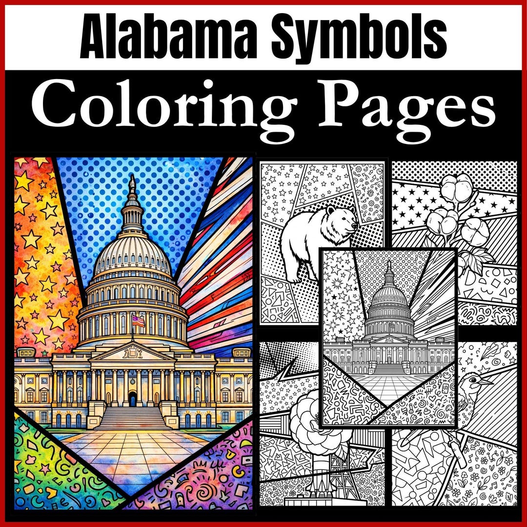Alabama Symbols Pop Art Coloring Pages | State Symbols Activity for ...