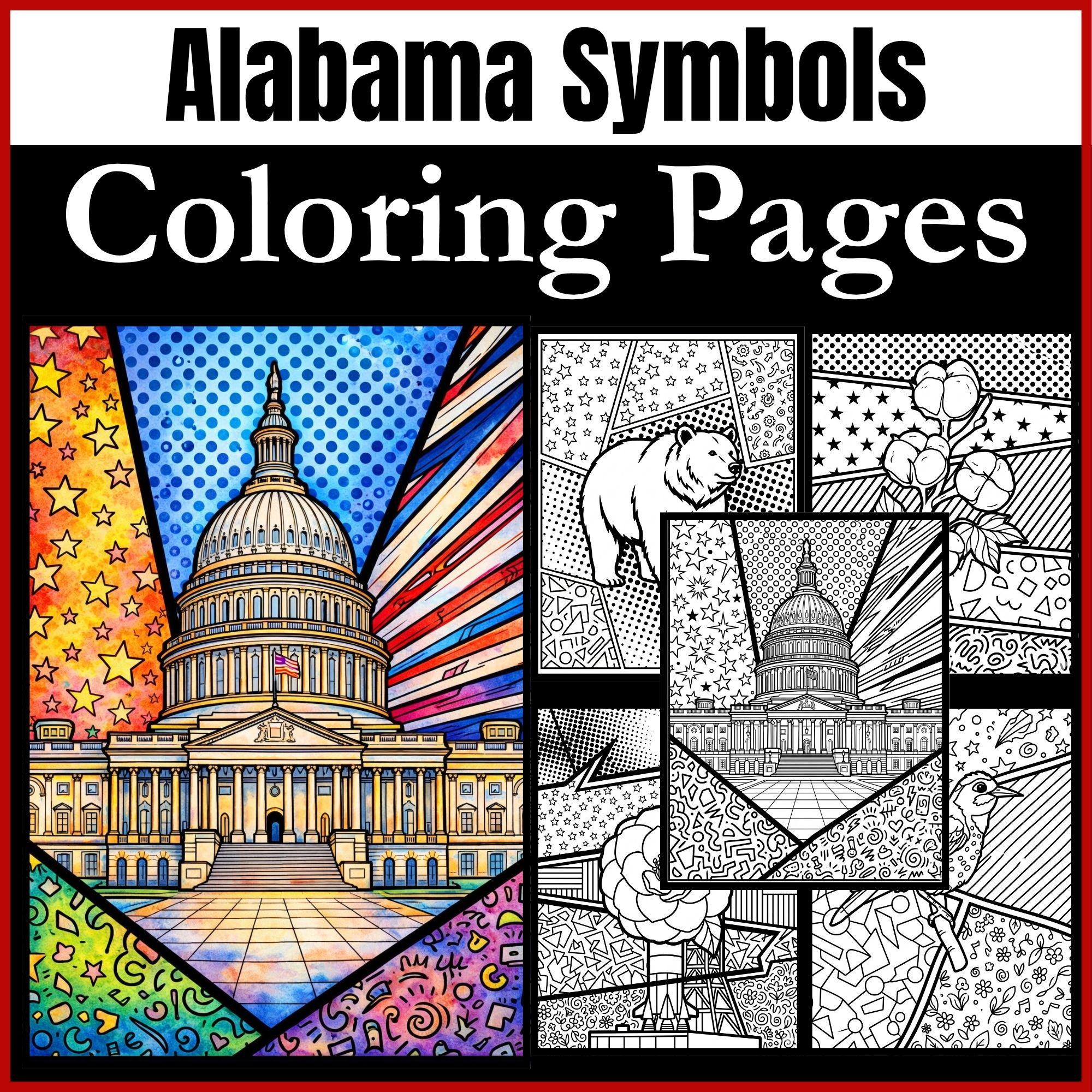 Alabama Symbols Pop Art Coloring Pages | State Symbols Activity for ...