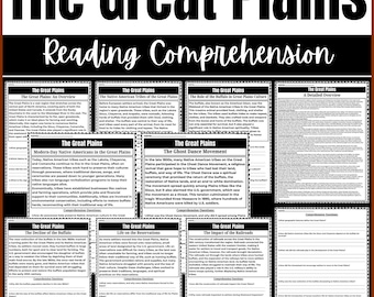 The Great Plains Reading Comprehension Passages | Native Americans, Buffalo, Homestead Act